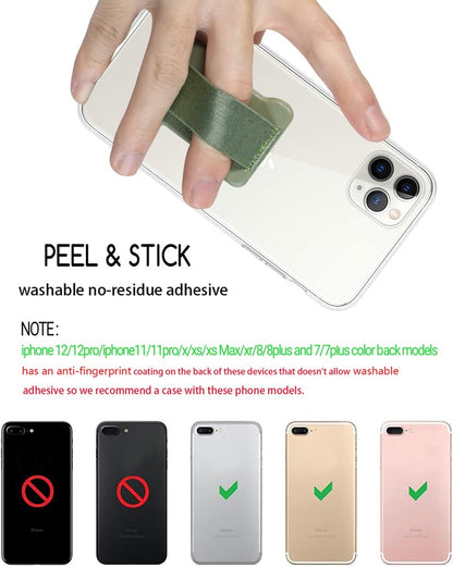 Universal Phone Grip for Smartphones - Phone Holder for Hand for Back of Phone - Wireless Charging Compatible (Green) - 2Pack