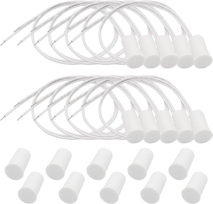 10PCS Recessed Wired Security Window Door Contact Sensor, Normally Closed NC, Door Alarm Magnetic Reed Switch with 2 Wire, ABS White, RC-33