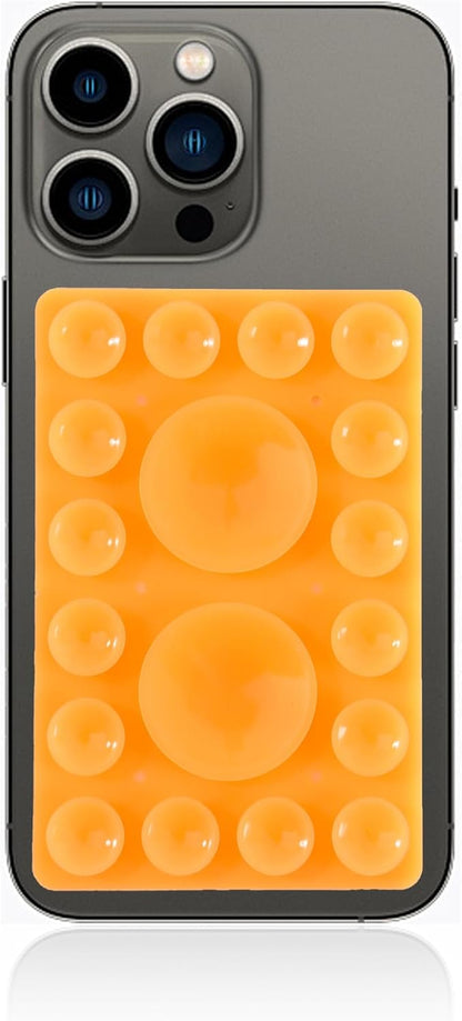 ZYCCER Double Sided Silicone Suction Phone Holder Mount,Compatible with iPhone and Android Cases Hands-Free Mirror Shower Phone Mount Strong Grip Holder (Orenge, Single Sided 1PCS)