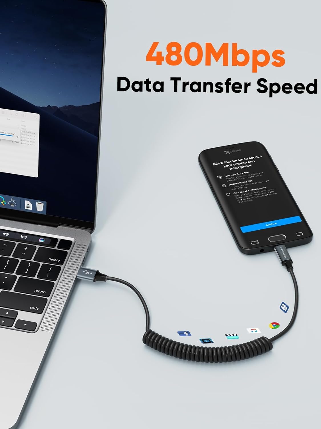 CableCreation Coiled USB C Cable 2Pack, Coiled USB A to USB C Cable for Car Type C Charger Cable for Carplay & Android Auto Compatible with iPhone 16,15, Samsung Galaxy S24 / S23, Pixel, Tablet