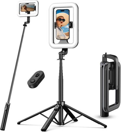M MYBAT PRO Selfie Ring Light with 72" Tripod Stand - Extendable Selfie Stick with Light for Phone, Live Streaming, Makeup, Travel, Gaming, Video, Includes Phone Holder& USB-C Powered