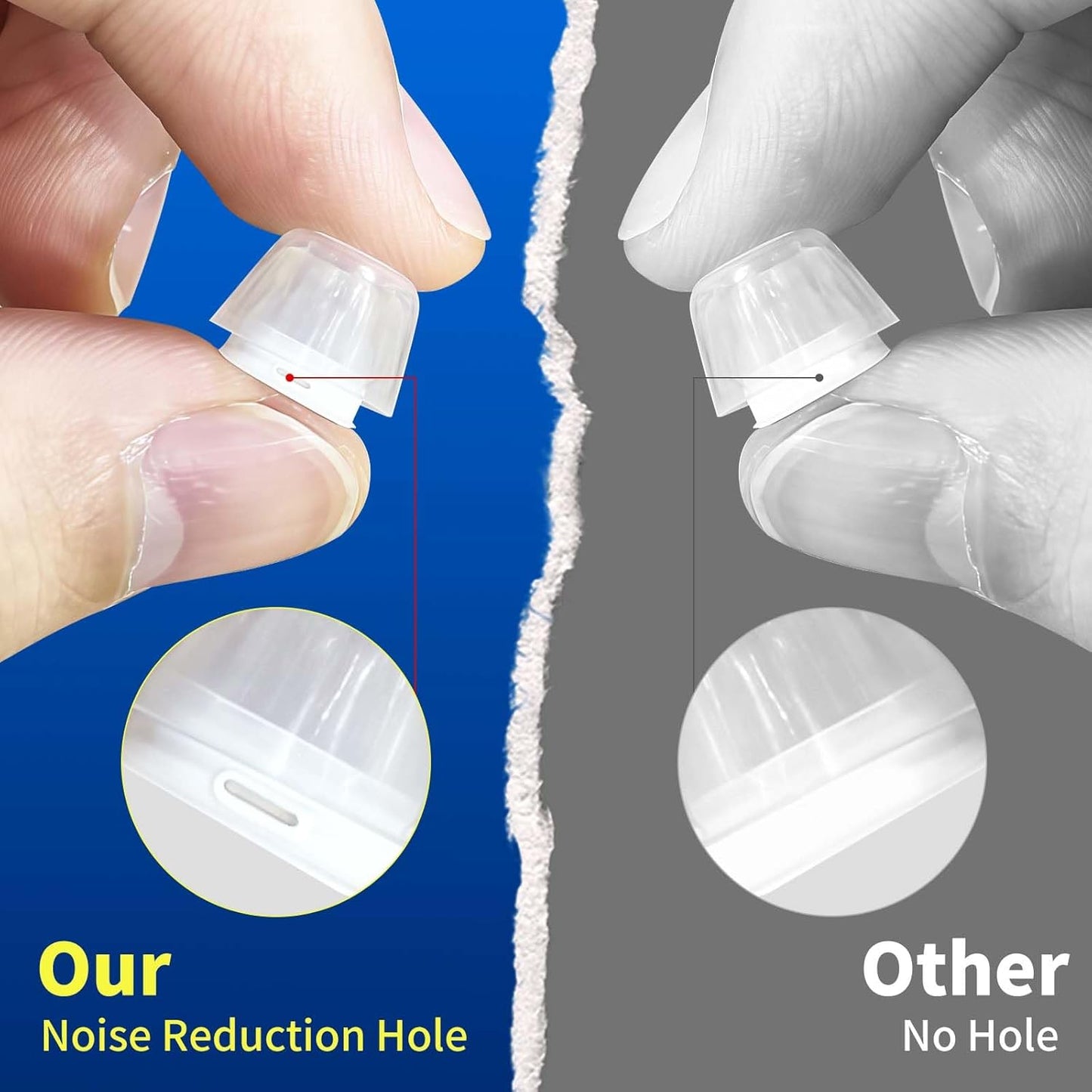 4 Pair Compatible with AirPods Pro 2nd/1st Generation Replacement Ear Tips,with Noise Reduction Hole & Built-in dust Guard Screen,for USB-C Charging Case with Cleaner kit -(4 Sizes XS/S/M/L)