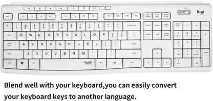 (2PCS Pack) English Keyboard Stickers, Universal Keyboard Replacement Letters English White Background with Black Lettering for Laptops Computer, Matte Keyboard Alphabet Stickers -White