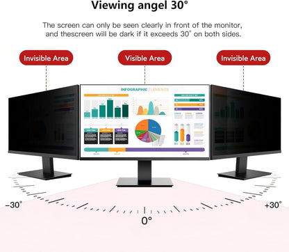 [2 Pack] 32 Inch Hanging Computer Privacy Screen Protector Shield Compatible for 16:9 Widescreen Desktop Monitor - Anti-UV & Blue Light Filter - Hanging Design for Easy On/Off