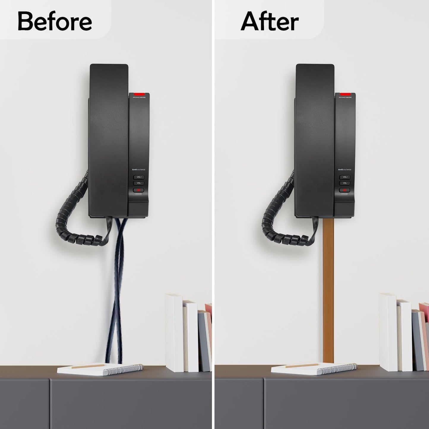 Rubber Bond TV Cord Hider Cable Protector - Strong Self Adhesive Wall Cord Cover Cable Hider - Low Profile Cable Management Wall Cord Concealer Cable Raceway (Brown, 10 Feet)