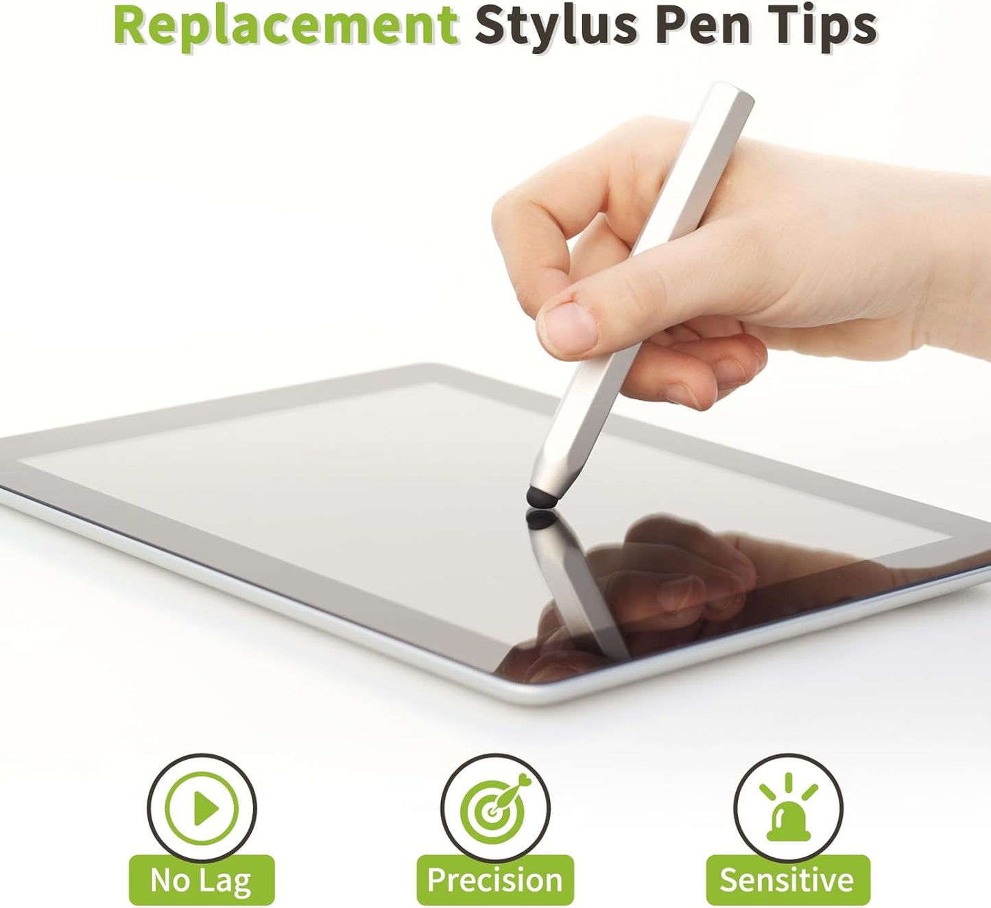 MECCANIXITY 60Pcs Replacement Stylus Pen Tips 6.5mm Conductive Capacitive Touch Screen Pens Tips Silicone Rubber, Black