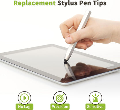 MECCANIXITY 20Pcs Replacement Stylus Pen Tips 10mm Conductive Capacitive Touch Screen Pens Tips Silicone Rubber, Black