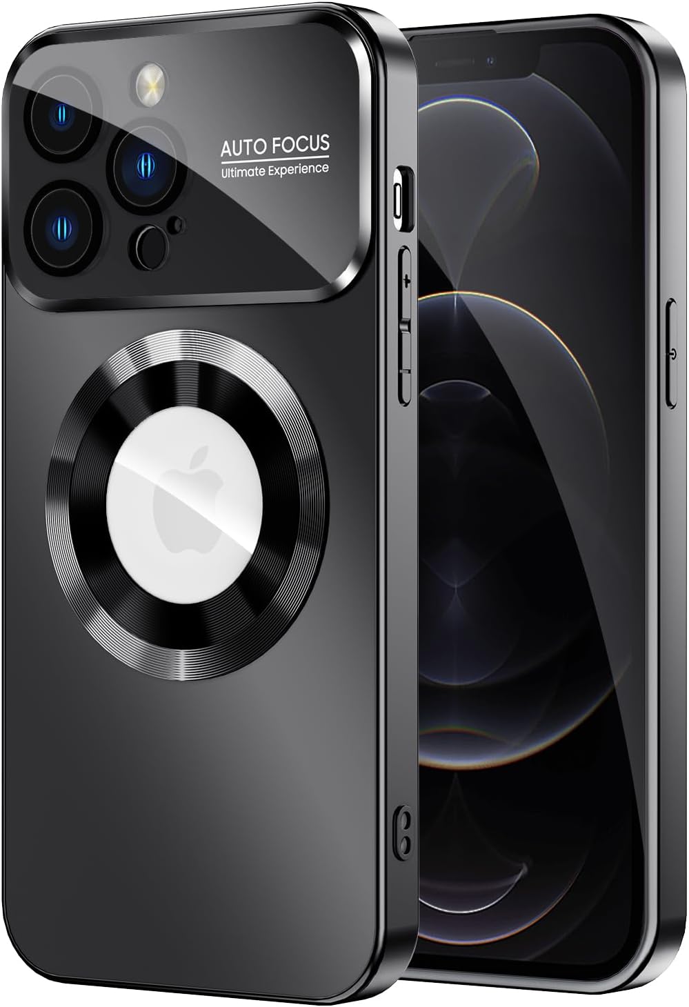 Magnetic for iPhone 12 Pro Case, Compatible with MagSafe, Built-in Camera Lens Protector, Logo View, Military Grade Drop Proof Phone Case Cover, Black