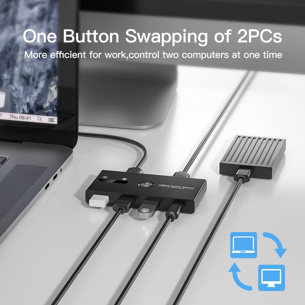 USB C Switch&USB A Switch 2 in 1,USB switcher 2 Computers Sharing USB C & A Devices, 4 Port USB Switcher Sharing Keyboard and Mouse/Printer/Scanner USB 3.0 KVM Switch(Not Support Charging/Monitor)