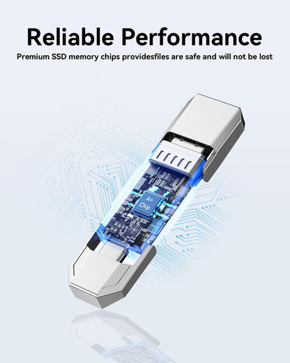 512GB USB C Flash Drive Up to 450MB/s Read Speed, External SSD USB 3.2 Gen 1 Thumb Drive 2-in-1 Memory Stick Data Storage Compatible with Smartphone Tablet Computer