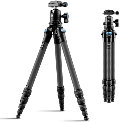 SIRUI Carbon Fiber Travel Tripod - Lightweight Only 0.93kg，Compact Tripod with 360° Panorama Ball Head Quick Release Plate, Max Height 50.2", Max Load 6kg for Camera, DSLR