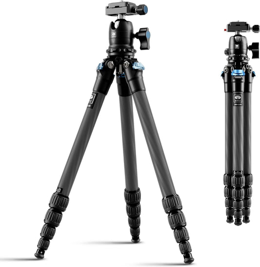SIRUI Carbon Fiber Travel Tripod - Lightweight Only 0.93kg，Compact Tripod with 360° Panorama Ball Head Quick Release Plate, Max Height 50.2", Max Load 6kg for Camera, DSLR
