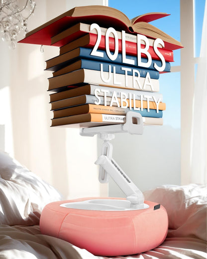 Tablet Pillow Stand, Compatible with 5"-12.9" Kindle, iPad, Phone/Tablet, Google, Samsung, 360° Rotating Phone Holder for Bed, Soft Plush Fabric, Detachable Bowl, Reading and Relaxation on Bed, Pink