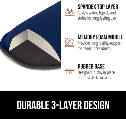 GORILLA GRIP Silky Gel Memory Foam Wrist Rest for Computer Keyboard, Mouse, Ergonomic Design for Typing Pain Relief, Desk Pads Support Hand and Arm, Mousepad Rests, Stain Resistant, 2 Piece Pad, Navy