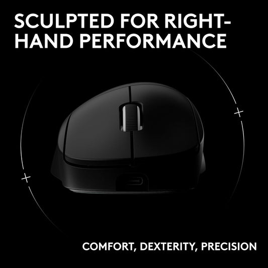 Logitech G PRO X Superlight 2 DEX Wireless Gaming Mouse, 60g pro-Grade Right-Handed Mouse with 5 programmable Buttons, USB-C Charging, 44k DPI Sensor, up to 8 kHz Polling for PC/Mac - Black