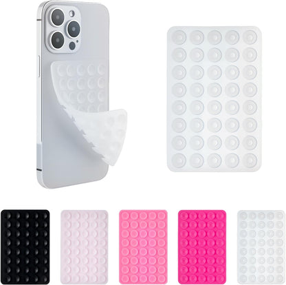 2 Pack Silicone Double-Sided Suction Grip – 40 Cups per Side, Strong Hold for iPhone, Galaxy, Pixel, Android – Hands-Free for Selfies & Videos (Clear)