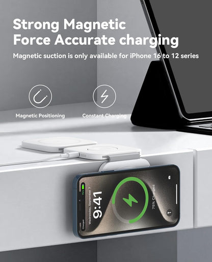 3 in 1 Charging Station for Apple Multiple Devices, Foldable Magnetic Fast Wireless Charger Dock, Travel Charging Pad for iPhone 16 15 14 13 12 Pro Max Plus Apple Watch Series & AirPods 4/3/2/Pro