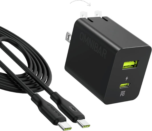 35W USB C Charger with 60W Type C Cable,2 Ports GaN Fast Wall Charger Block,PD3.0 PPS USB-C Power Adapter for iPhone 16/15/14, Galaxy S24//Note 20, Pixel 8 Pro/8/7, iPad/iPad Mini,MacBook Air and More