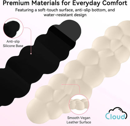 Cloud Wrist Rest for Computer Keyboard, 4-in-1 Memory Foam Leather Cloud Keyboard Wrist Rest and Mouse Pad Set with Ergonomic Support for Arm and Palm Cushion, Gaming/Work Setup, Beige