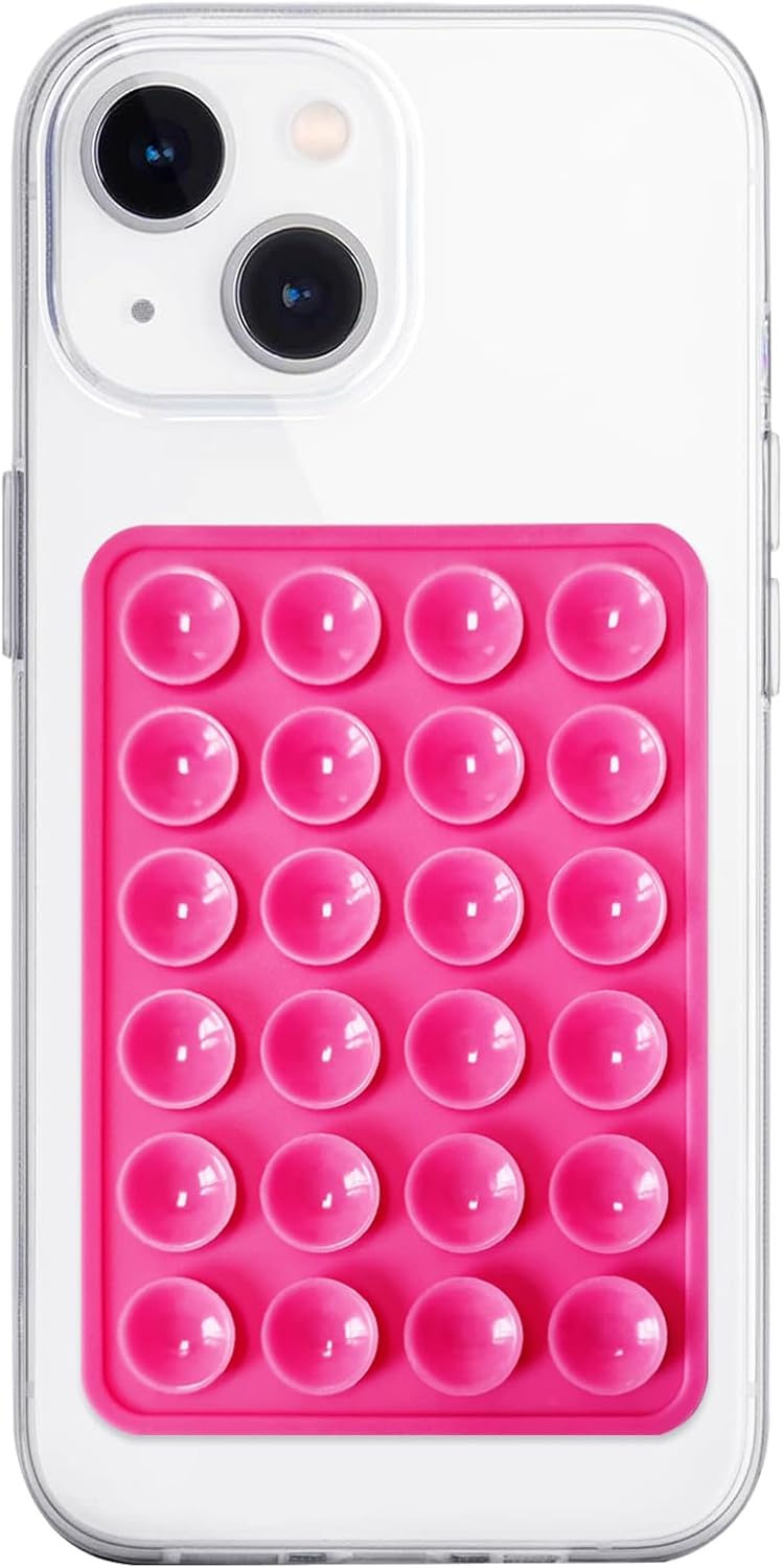Silicone Suction Phone Case Mount, Non Slip Sticky Phone Grip for Cellphone, Silicon Adhesive Suction Cup Phone Mount, Strong Grip Holder for Selfies and Videos (Rose)