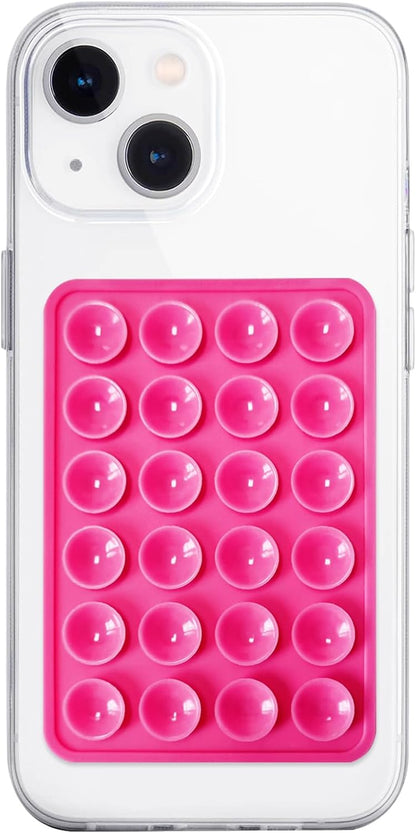 Silicone Suction Phone Case Mount, Non Slip Sticky Phone Grip for Cellphone, Silicon Adhesive Suction Cup Phone Mount, Strong Grip Holder for Selfies and Videos (Rose)