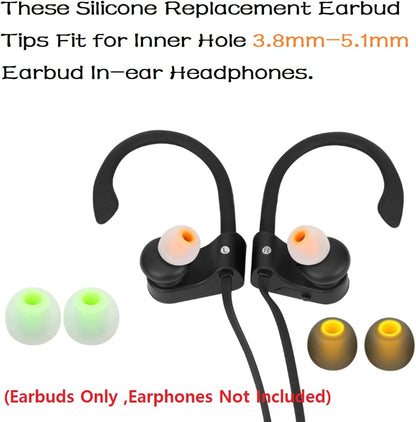 Silicone Earbud Tips Replacement (S/M/L) - Fit for Inner Hole 3.8mm-5.1mm - 9 Pairs - Headphone Ear Tips - Yellow, Orange, Green