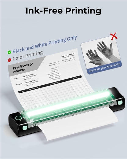 Phomemo Portable Printers Wireless for Travel, M08F Thermal Bluetooth Printer Support for 8.5"x11" US Letter, Small Inkless Printer Compatible with iOS, Android, Laptop for Car, Office, Home