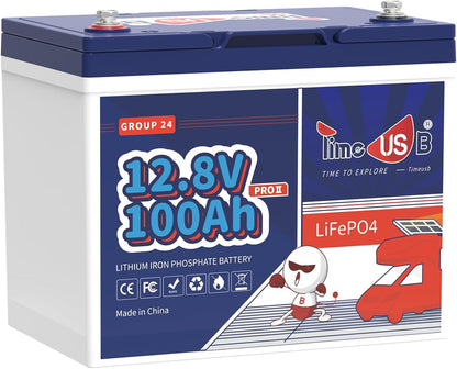 12V100Ah Group24 Mini LiFePO4 Battery, Grade A Battery Cells, Drop-in Replacement for Lead Acid Battery, 100A BMS, Up to 15000 Cycles, Lithium Battery for RV & Motor Home, Marine, 1 Pack