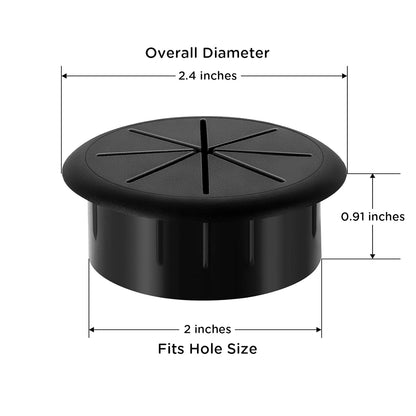 HYCC 10 Pack 2 Inch Flexible Desk Grommet,Organize Wires and Cables on Office Equipment, Computer Components, Entertainment Systems Effectively - Color: Black