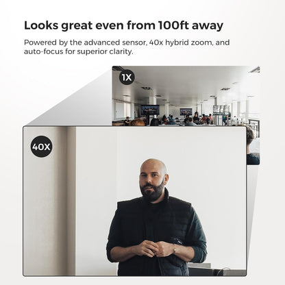 VM33 Gen 2 2K Wireless Streaming Camera with 40X Zoom, App Control, 6H Battery, RTMP & NDI Protocol, 8 Noise Canceling Mics/External Mic Input, Multi-cam, Stream on Facebook/YouTube/Twitch