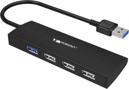 USB Hub,VEMONT 4-Port USB 3.0/2.0 HUB,Ultra Slim Portable High-Speed USB Splitter Applicable for PC Laptop, Desktop, Notebook, MacBook and More
