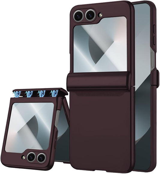 STORMTAL for Samsung Galaxy Z Flip 6 Case/Z Flip 7 FE Case, Hinge Protection, Built-in Screen Protector, Wireless Charging, Slim Rugged Phone Protective Case for Galaxy Z Flip 6 Wine