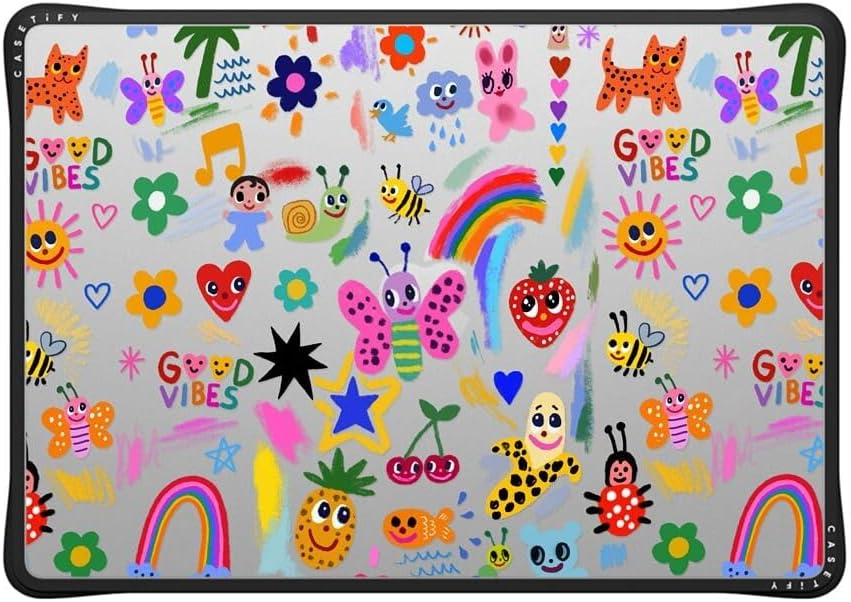 CASETiFY Impact MacBook Air 15" (M2-M4) Case [Cushioned Impact Corners/Scratch-Resistant/Anti-Slip Grip] - Good Vibes - Clear Black