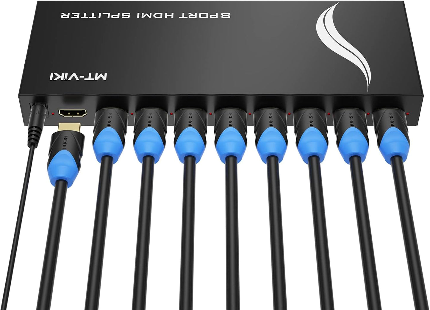 MT-VIKI 4K 1x8 HDMI Splitter 1 in 8 Out, 8 Port Powered HDMI Splitter Multi Monitor Outputs 3D 4Kx2K@30Hz for Projector, HDTV