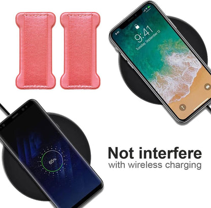 Cell Phone Finger Grip Strap Holder for Hand, Finger Strap Phone Holder, New Slim Finger Loop Selfie Grip Compatible with Most Smartphones -2Pack(Black Pink)