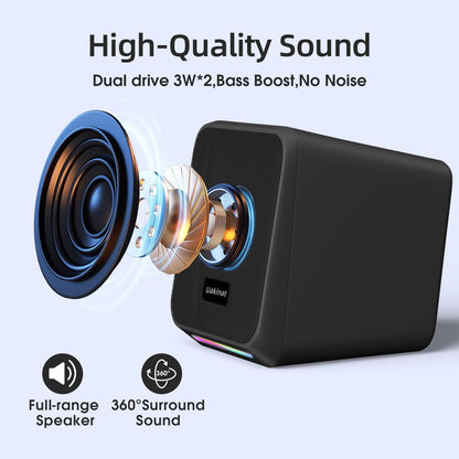 Computer Speakers,with 7 Colorful RGB Lights, Headphone Jack, Enhanced Bass and Volume Control, PC Speakers USB Powered Gaming Speakers for Laptop Monitor PC Tablet Phone