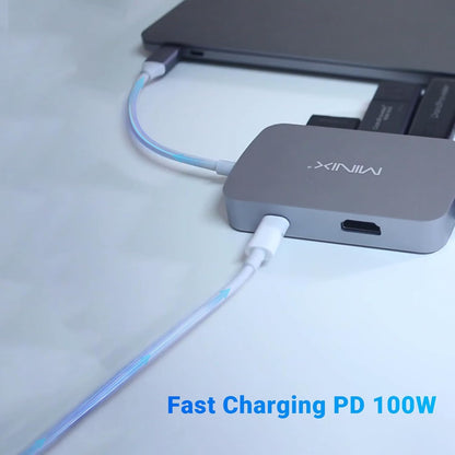 MINIX USB C Adapter, 7 in 1 USB C Hub Muliport Adapter 4K HDMI,Gigabit Ethernet, 2 USB 3.0, 100W PD Charging, SD/TF Card Reader, Compatible with MacBook Pro/Air, iPad Air/Pro, iMac, Laptop, PC