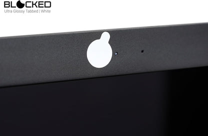 BLOCKED Stackable Webcam/Camera Vinyl Covers | 57 TabbedLow-Tack Restickable Webcam Sticker | Multiple Sizes | White 57-Pack Tabbed (Ultra Glossy)