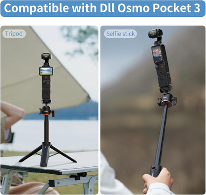 VRIG 21.6" Extension Pole Tripod, Mini Selfie Stick Tripod Stand Handle Grip for DJI Osmo Pocket 3,Insta 360 X5 Webcam Canon G7X Mark III Sony ZV-1 RX100 VII A6400 A6600 Cameras Vlogging