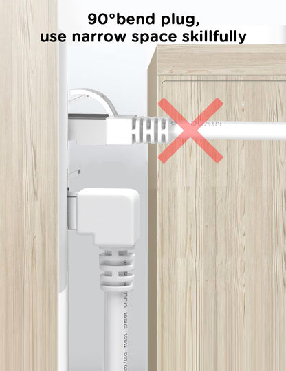 Right Angle Ethernet Extension Cable UPangle 1.5ft-White, 90 Degree CAT6 Ethernet Patch Cable RJ45 LAN Cable Extender Male to Female Connector for Router Modem Smart TV PC Computer Laptop