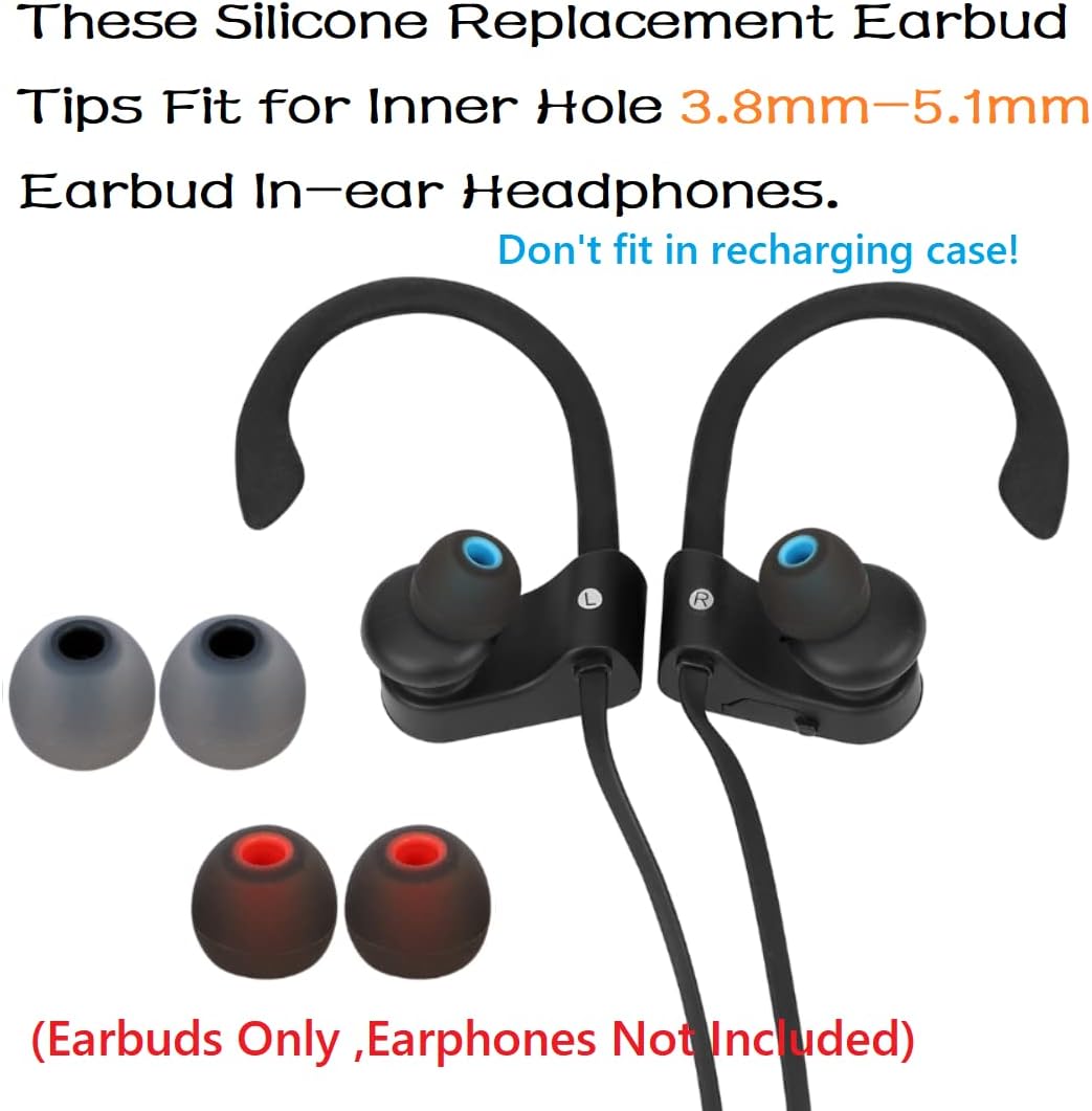 Replacement Earbud Tips Earbud Covers Silicone Tips Ear Gels Fit for Inner Hole from 3.8mm - 5.1mm Earphones 9 Pairs S/M/L