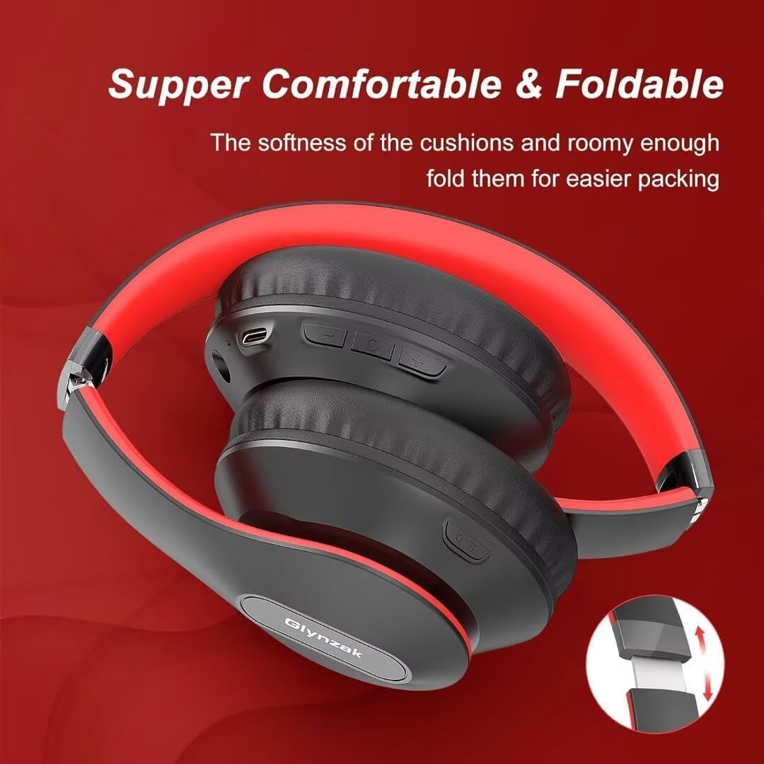 Wireless Bluetooth Headphones Over Ear 65H Playtime HiFi Stereo Headset with Microphone and 6EQ Modes Foldable Bluetooth V5.3 Headphones for Travel Smartphone Computer Laptop