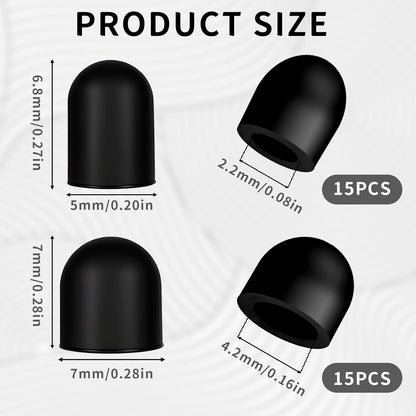 30PCS Rubber Tips for Stylus Pens, 2 Size 0.2'' & 0.28'' Replacement Nibs for Touch Screen Pen & No Scratches Soft Sensitivity Stylus Ends Replacement Tips for Stylus Pens