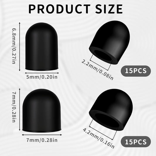 30PCS Rubber Tips for Stylus Pens, 2 Size 0.2'' & 0.28'' Replacement Nibs for Touch Screen Pen & No Scratches Soft Sensitivity Stylus Ends Replacement Tips for Stylus Pens