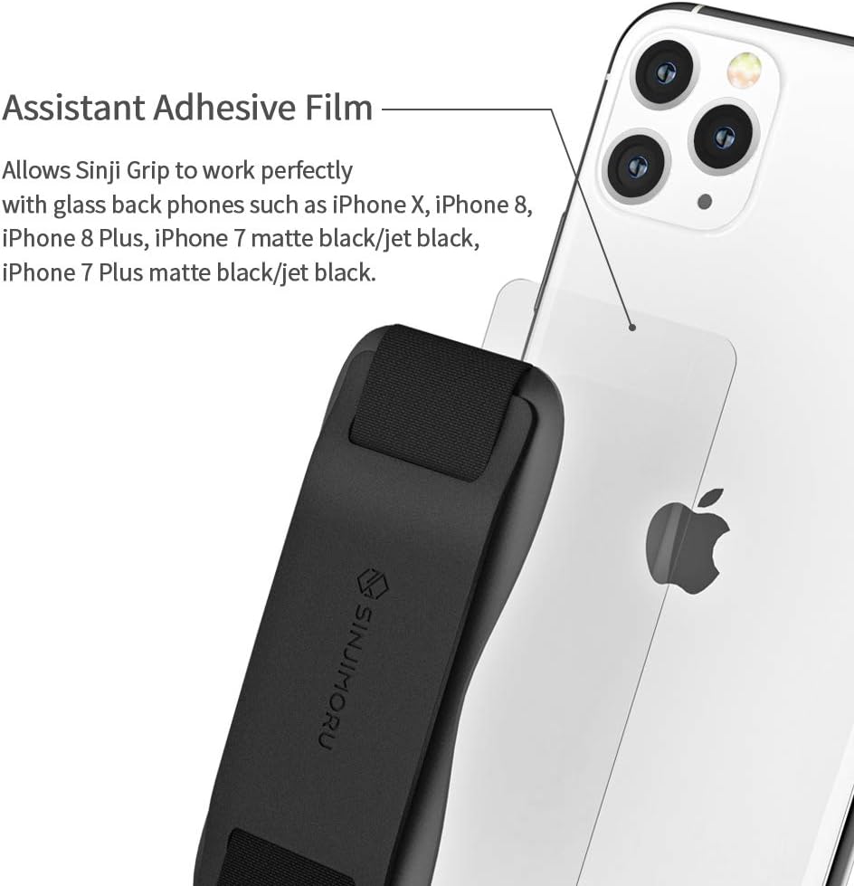 Sinjimoru Phone Grip with Silicone Band – Comfortable One-Hand Holder & Kickstand for Smartphones, Tablets, and eReaders for iPhone, Android, and Kindle Sinji Grip Silicone Clementine