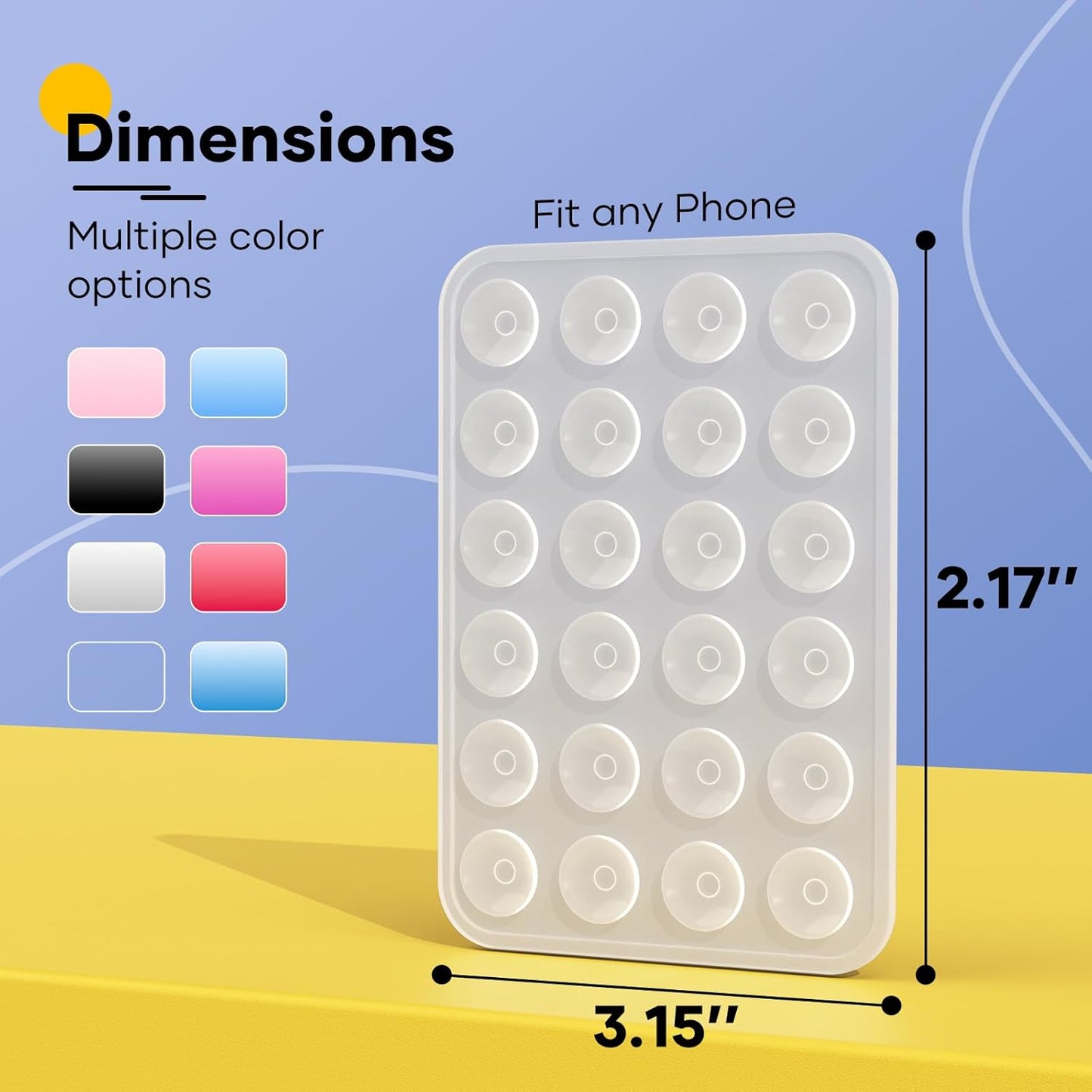 Silicone Phone Sticky Grip, Suction Phone Case Mount for iPhone and Android, Hands-Free Sticky Cell Phone Grip, Mobile Fidget Mirror Holder for Selfies and Videos