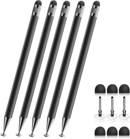 Bopomofo Stylus (5 Pcs),2-in-1 Stylus Pen for Touchscreen, High Precision and Sensitivity, Suitable for iPhone/ipad/Android Tablets, Compatible with All Touch Screens,Black