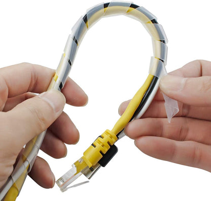 50Ft XHF 1/4" Clear Spiral Cable Wrap 6mm(Wrapping Range:4mm-50mm) Spiral Wire Wrap Cord for Computer Electrical Wire Organizer Sleeve Hose RoHS