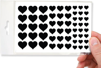 Blocked Stackable Webcam/Camera Vinyl Covers | 57 Low-Tack Restickable Webcam Sticker | 3-Sizes | Black 57-Pack Hearts (Muted Matte)