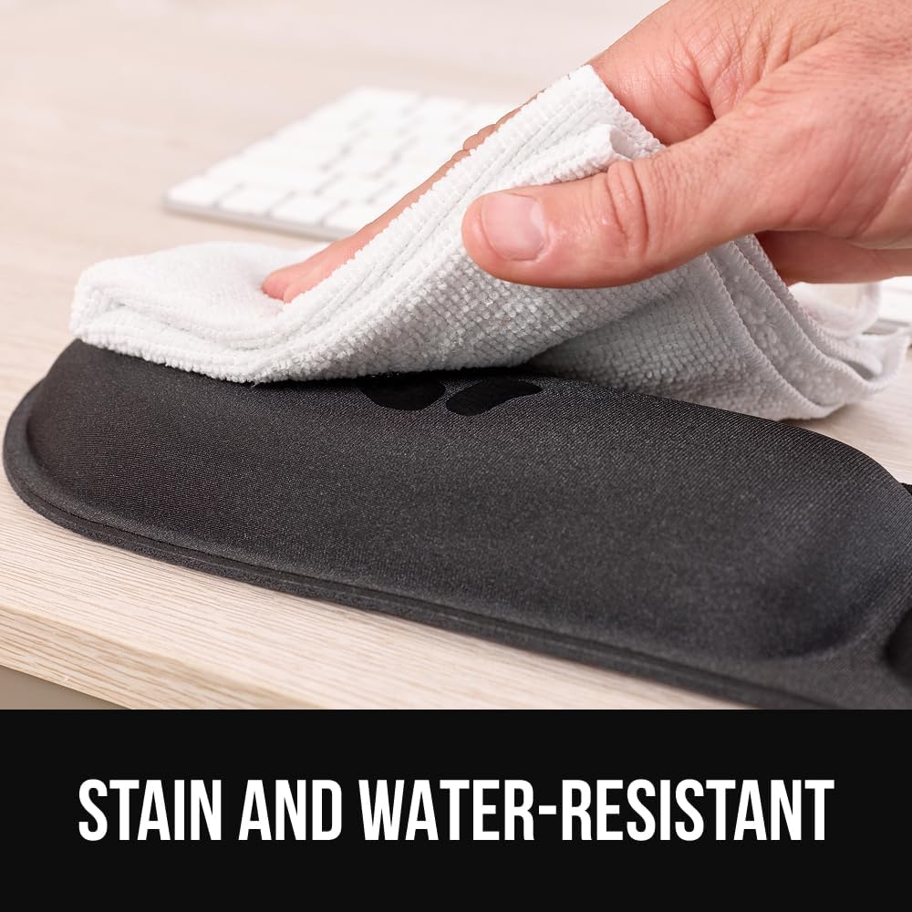 GORILLA GRIP Silky Memory Foam Keyboard Wrist Rest and Mouse Pad for Computer, Ergonomic Design Typing Support, Desk Office Supplies, Hand & Arm Mousepad Cushion and Coaster, 4 Piece Set, Black